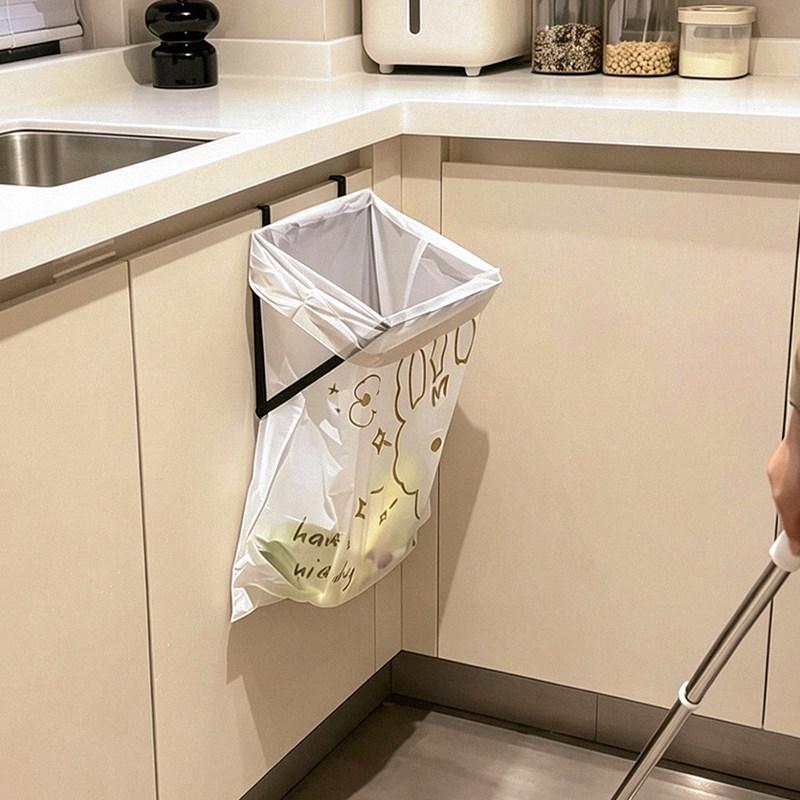 Foldable Garbage Bag Hanging Rack Kitchen Rubbish Holder Over Cupboard Door Trash Holder Kitchen Accessories