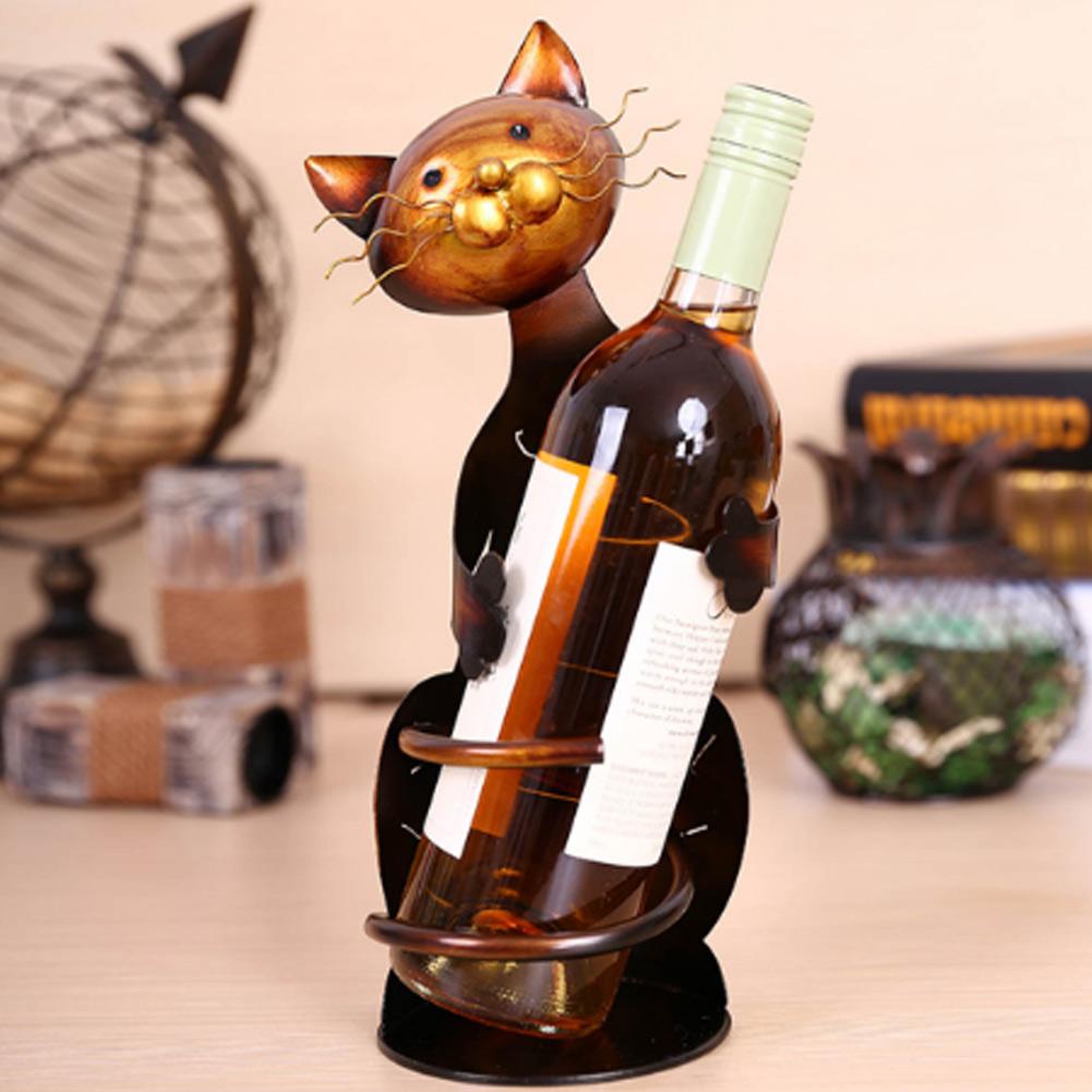 Innovativer Katzen-Umarmungsform Rotweinregalhalter Einzelne Flasche Weinständer Tischschmuck