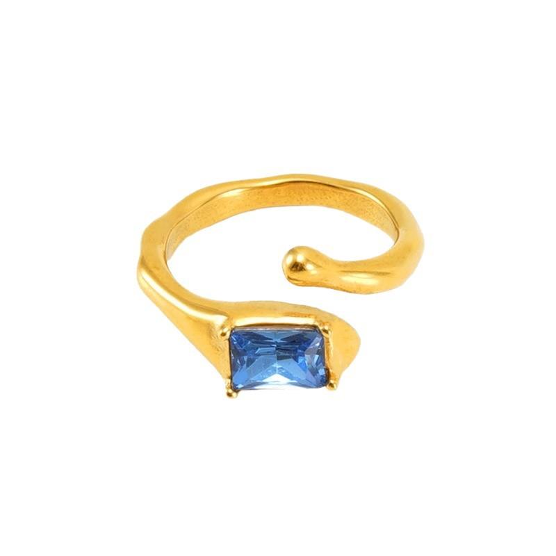 Bague ouverte 2026 Pierre Lumineuse Bague Zirconium Rétro 18K pour Femme