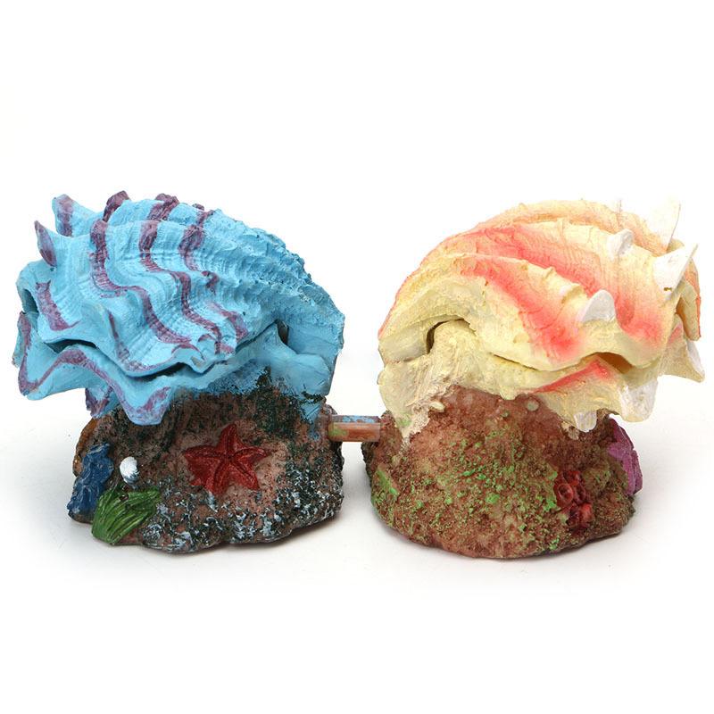 Pearl Scallop Aquarium Decoration: Shell Bubbler Air Stone with Connector for Oxygen Pump