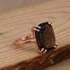 Attraktiver Rosegold Smoky Quarz Edelsteinring, 925 Silber Krappenfassung Ring, Handgefertigter Schmuck Für Frauen, Trendig Als Geschenk, Jahrestag Geschenk Für Frau