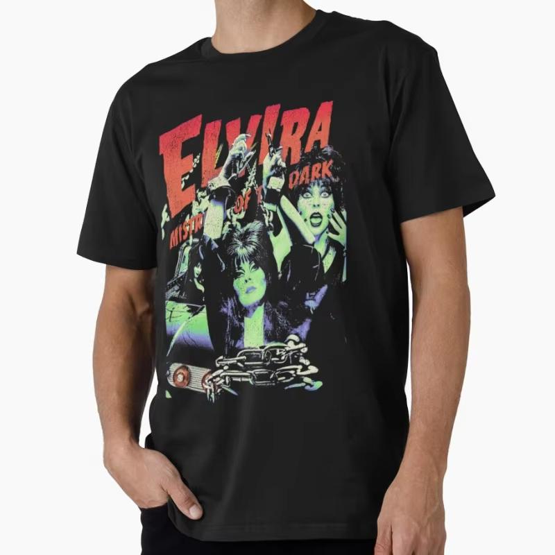 

Elvira Mistress of The Dark 80s Horror Vintage Movies Scary Halloween Gift T Shirt for Man Large Size Tops 100 Cotton Clothes 4XL