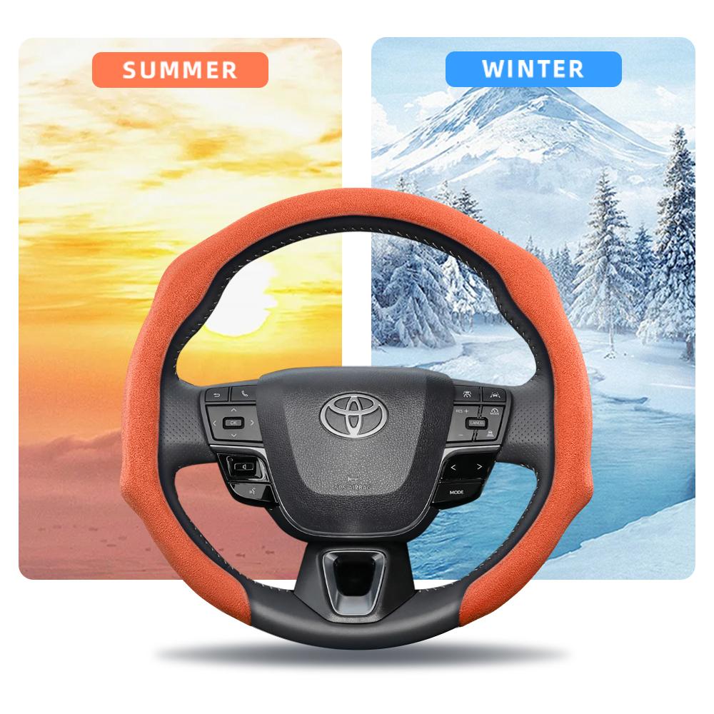 Suitable for Toyota Premium Suede Snap-On Steering Wheel Cover, Non-Slip and Durable Car Accessories, Modified Yaris Auris Chr Corolla Rav4 Hilux Wish