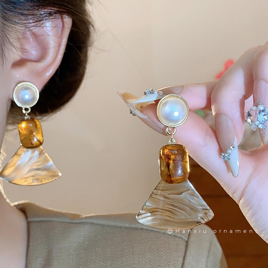 Silver Needle Leopard Heart Bow Geometric Dangle Earrings - Trendy Korean Style for Women