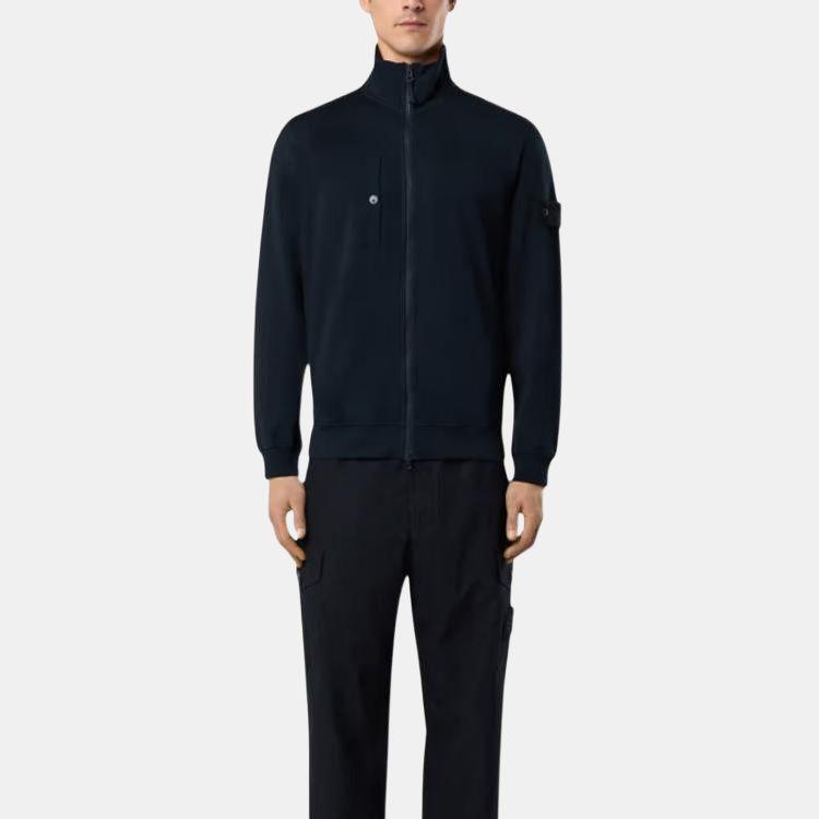 STONE ISLAND Ghost Series Solid Color Stand Collar Zip Closure Long Sleeve Jacket Men Jacket Navy-Blue K1S156100012-V0020