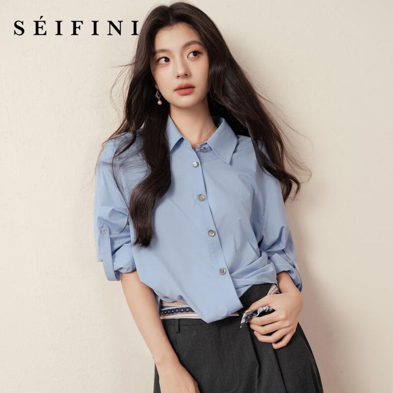 S EIFINI Women s Design Twist Commuter Shirt L