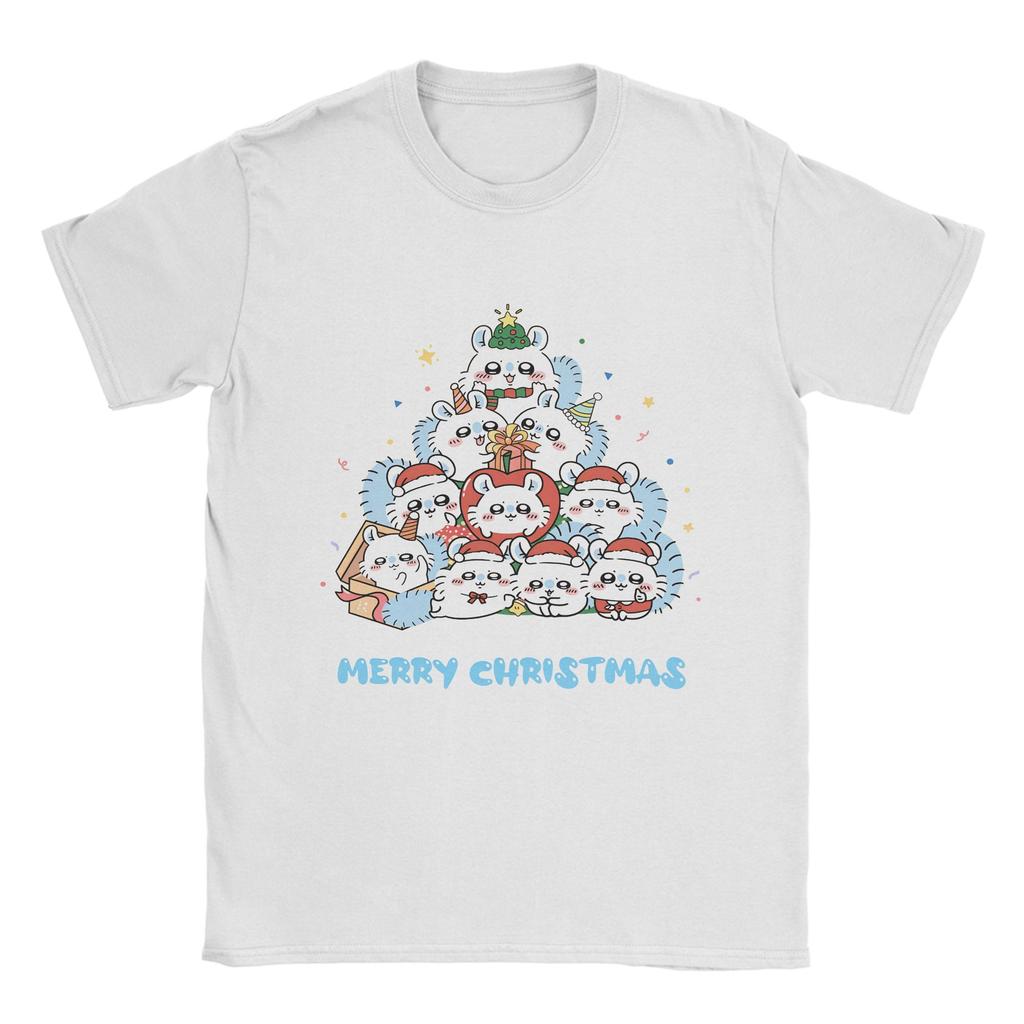 Men's Women T-Shirts Chiikawas Usagi Hachiware Merry Christmas Novelty Cotton Tee Shirt T Shirt Round Neck Clothes Plus Size