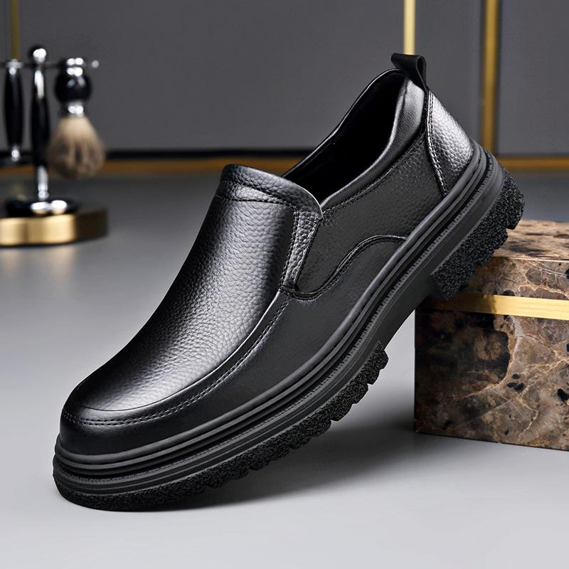 2025 New Casual Leather Shoes, Retro Leather Surface, Breathable and Light, Lazy One-pedal Fashion Trend, Platform Trendy Shoes for Men