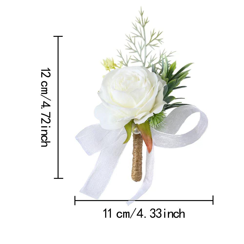 Wedding Chest Flower, Groom Bride Wedding Bridesmaid Wrist Flower, Wedding Accessory, Rose Ribbon Simulation Flower, Wreaths