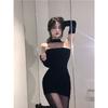 French-style Sexy Strapless Black Sleeveless Dress for Women, New Winter Hot Girl Slimming Fit-hugging Short Skirt