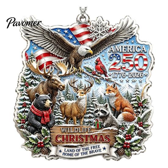 Historic 1776 to 2026 Ornament 250 Anniversary USA Christmas Ornament, United States 1776-2026 250th Patriotic Theme Party Supplies Keepsake, Acrylic