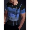 Simple Striped 3D Printed Men's Round Neck Short Sleeve Outdoor Casual Breathable Sweat Absorbent Men's Top Fashion And Fashion