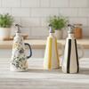 Automatic Pouring Ceramic Oil Bottle Cone-shaped Floral Olive Oil Dispenser Lemon Pattern with Handle