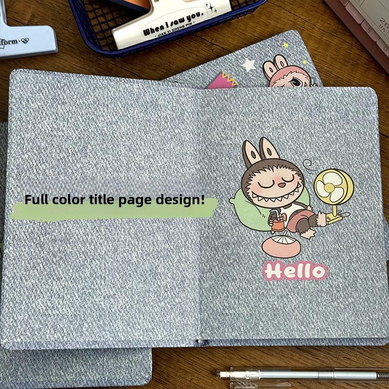 Vintage Denim Labub A5 Hard Shell Notebook Color Book Cute Diary Student High Value Handbook