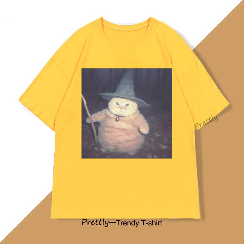 Funny Fat Orange Cat Graphic Tee Cute Graphic T Shirts Cotton Short Sleeve Tees Streetwear Cat Lovers Loose Clothes Oversized