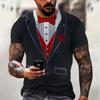 Fashion Men's T-shirts 3d Print Suit And Tie Pattern Plain Short Sleeved T-shirt For Men's Clothing High Street Streetwear Tops