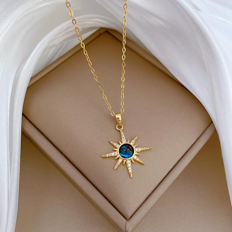 Xingmang Planet Zircon Light Luxury Temperament Gorgeous Full Diamond Necklace Female Versatile Collarbone Chain Titanium Steel Chain