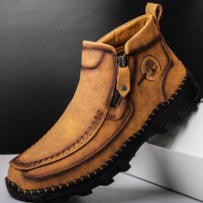 38-48 Mens  Boots Fashion Zipper Shoes Leather Men Ankle Boots