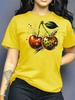 2026 Summer New Round Neck Short Sleeve Women Top Fashion Casual Loose Apple Print Simple Versatile T-Shirt Women Clothes