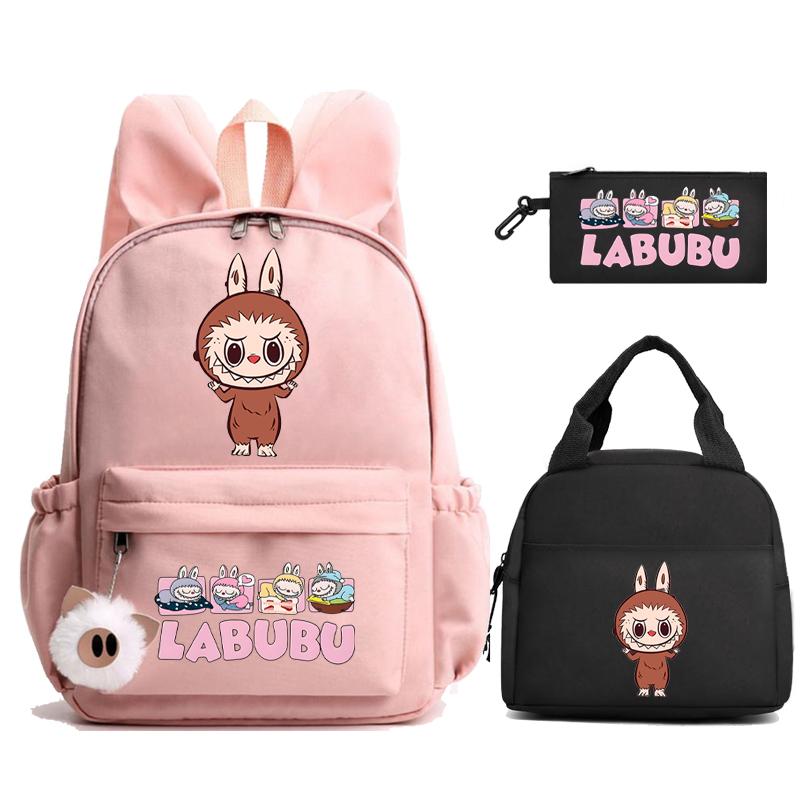 3Pcs/set Cute Printed Backpack Lunch Bag Pencil Case Children Girl Boy Mokoko Student Schoolbag Zimomo Kid Gift Mochila