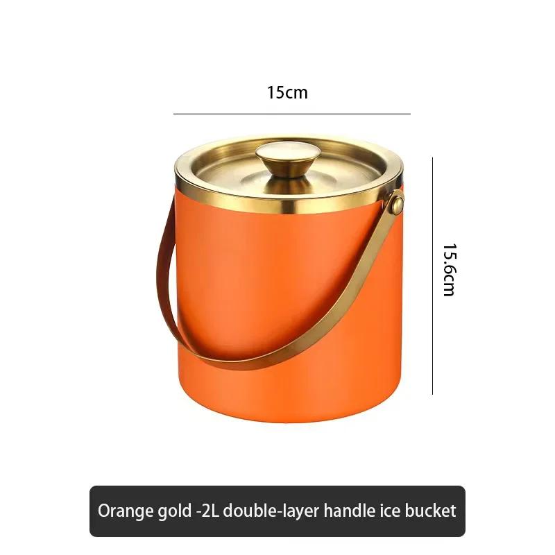 304 2L/3L Stainless Steel Ice Bucket Portable Double Wall Insulated with Lid Hotel Wine Champagne Whiskey Beverage Beer Tools