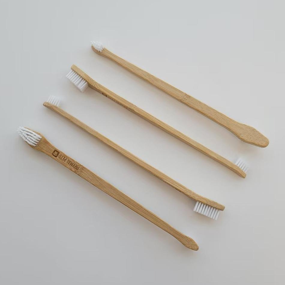 Eco-Friendly Degradable for Handle Double-Headed Pet Toothbrush Soft Nylon Bristle Dog & Cat Home Use Sample Size Custom Logo
