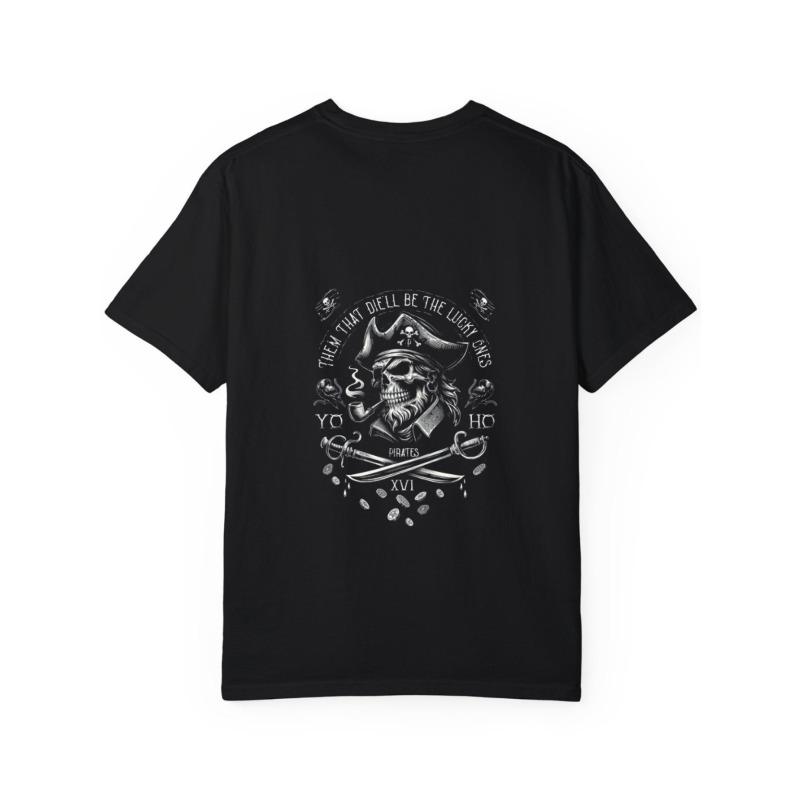 White T Shirt with Pirate Skull and Crossed Swords Design for Casual Wear
