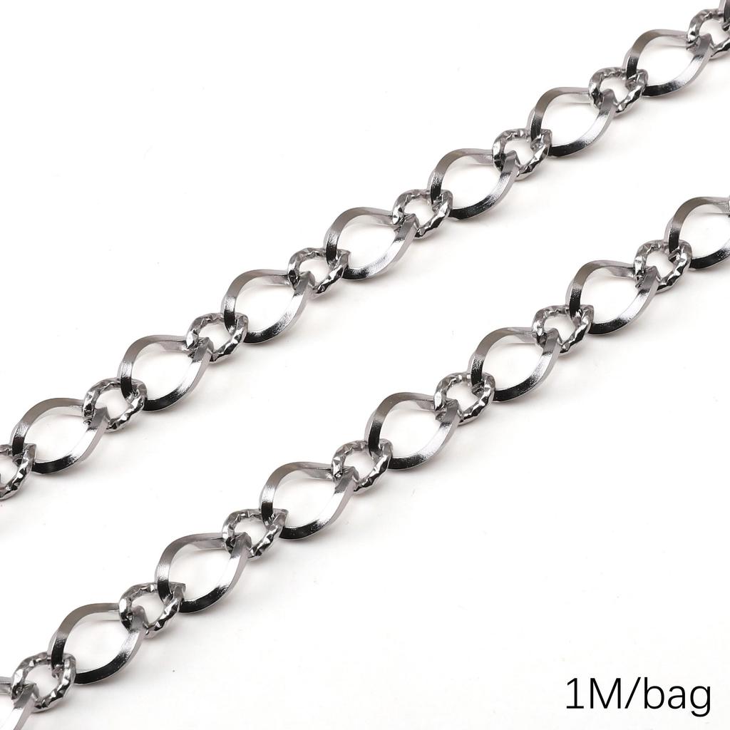 Chaîne Cœur en Acier Inoxydable de 0,5/1 Mètre Chaîne Cubaine Chaîne Punk de Base pour la Fabrication de Colliers Bracelets Bijoux Accessoires