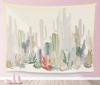 Cactus Tapestry, Colorful Plant Herbs Botanical Tapestry Wall Hanging Nature Scenery Tapestries Art Print Mural for Bedroom