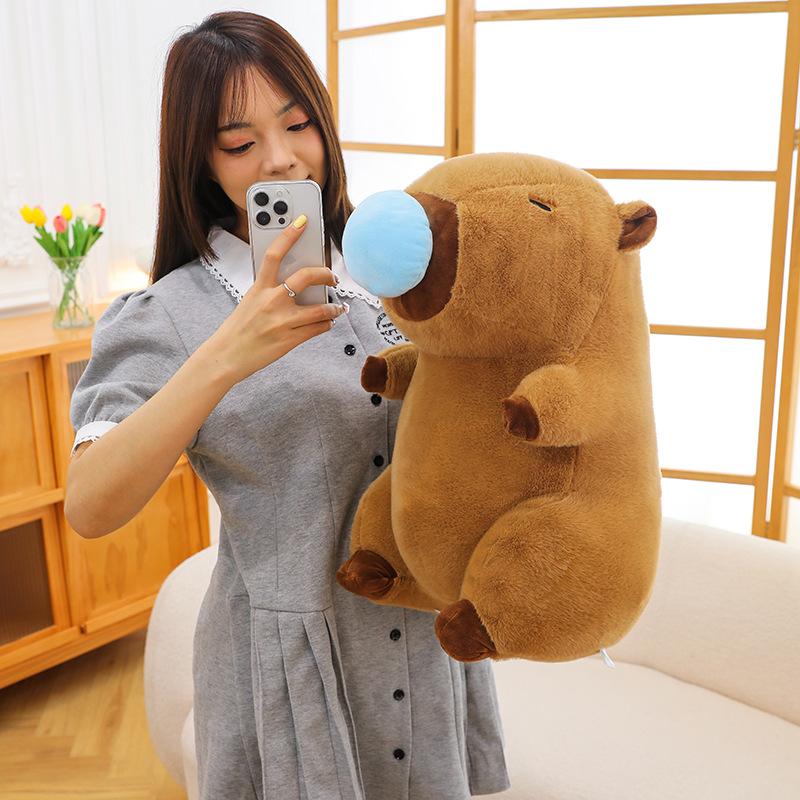Internet celebrity kapibara snot bear capybara plush toy doll cute funny pull girl soothing doll throw pillow