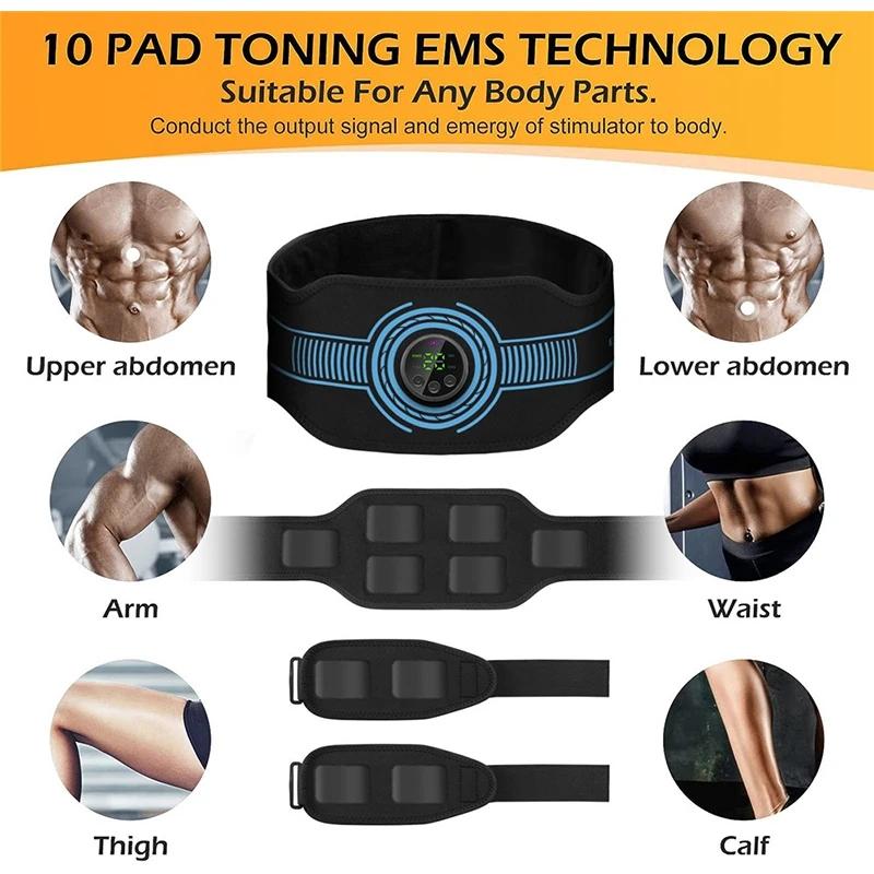 Ems Muscle Stimulator Abs Trainer Abdominal Toning Belt Muscle Toner Body Slimming Arm Leg Belly Lose Weight Fitness Massagr