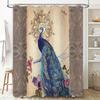 Peacock Shower Curtain Floral Birds Pattern Bathroom Decor Waterproof Fabric Vintage Nature Blue Teal Home Textile Room Divider