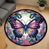 1pc Butterfly Flowers Round Chair Mat Office Area Rug - Non-Slip, Floor Mat for Office, Bedroom, Ideal Home Decor Gift C0112058