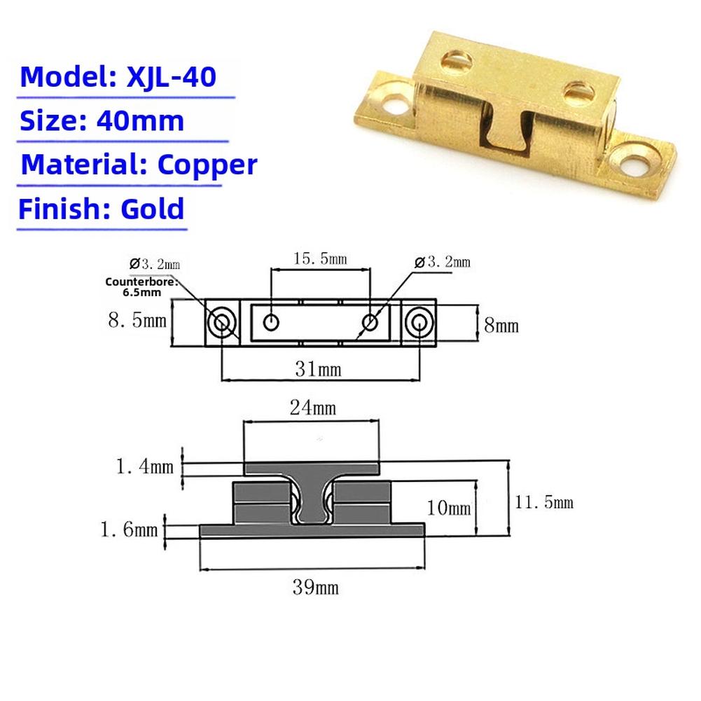 

4pcs Copper Cabinet Door Bead Buckle with Dual Spring Tension System and Steel Ball Reinforcement for Durability