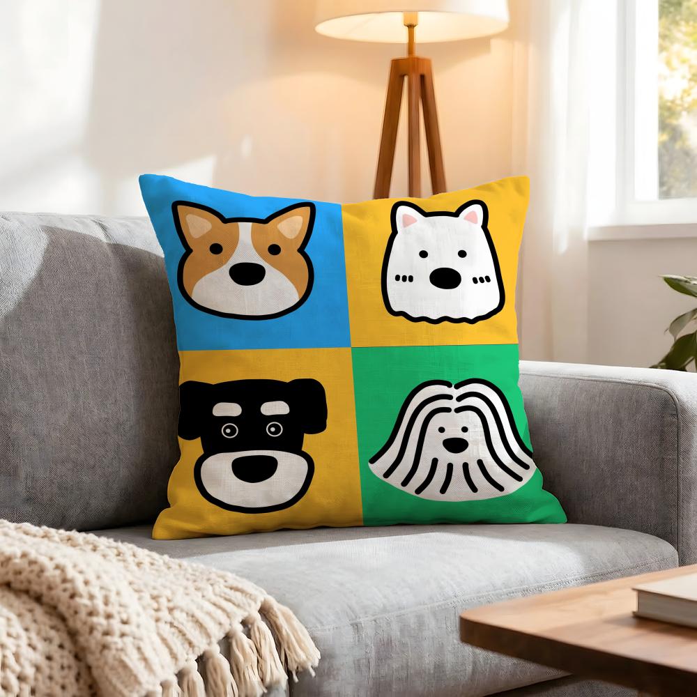 Cartoon Simple Cute Dog Cushion Cover 1Pcs Decorative Covers Soft Cushion Case For Sofa Couch Decor 40X40 45X45 Pillowcases