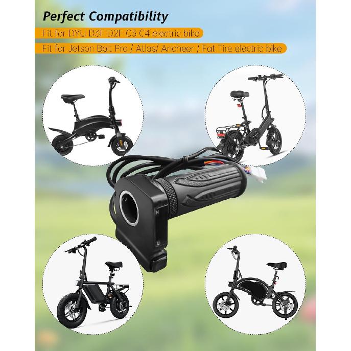 1 Pair 36V Electric Bike Throttle Grip Replacement Fit For Jetson Bolt Pro/Atlas/Ancheer And DYU D3F/D2F/C3/C4 Ebike, With Cruise Control Button And