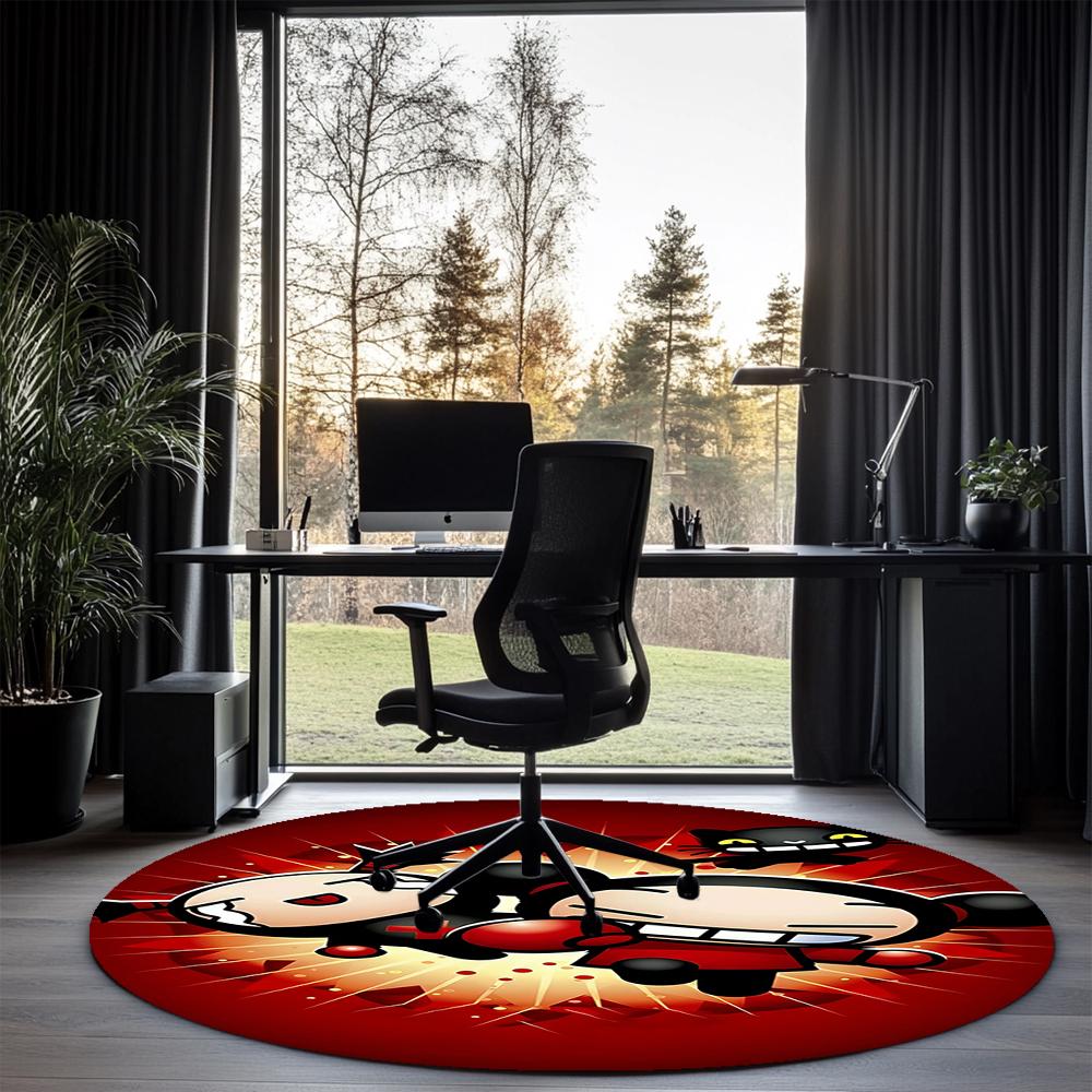 Pucca Printed Round Rug Carpet Chair Rug Area Rug Entryway Doormats,for Office Chair Living Room Bedroom Kitchen Room.