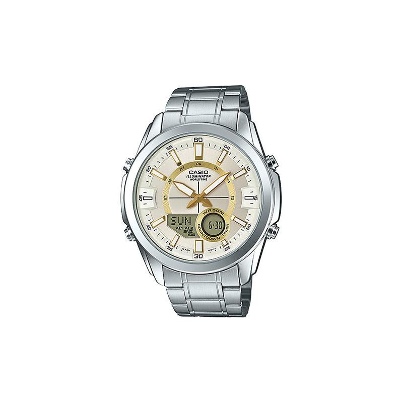 

Casio CASIOYOUTH Series-Disc Dual Display STANDARD Ten Years Power Dual Display Steel Belt Waterproof Quartz Movement Stainless Steel AMW-810D-9A белый