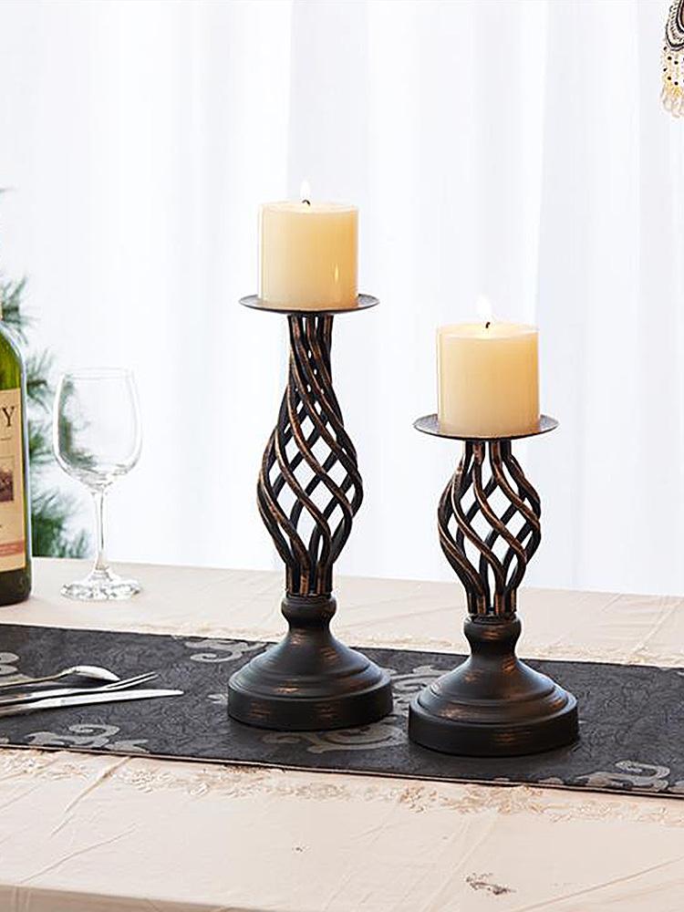 Large Geometric Spiral Candle Holder Electroplated Iron Art Decor