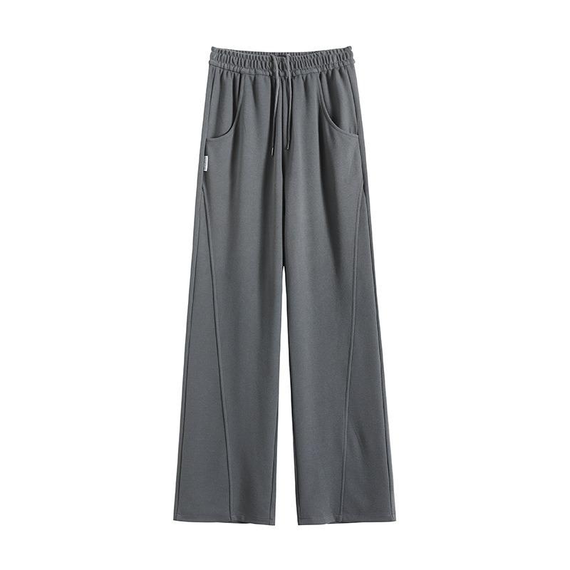 Charcoal Ash Wide-leg Pants Women's Spring and Summer High-waisted Casual Drape Narrow Version Straight Banana Pants Sweatpants Children