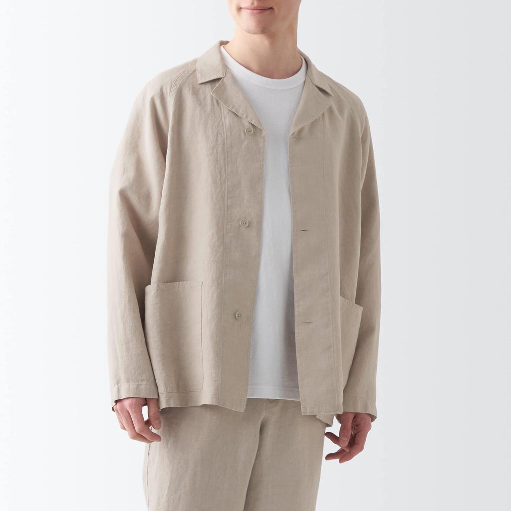 MUJI Hemp Shirt Jacket ACK31A3S Sand Beige Men's Size L