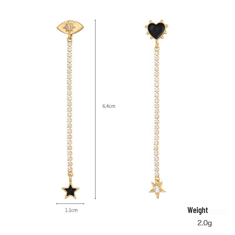 

Kenjie Мистическая Медь Циркон Эмаль Капля Таро Звезда Луна Серьги с Дизайном Глаза Дьявола