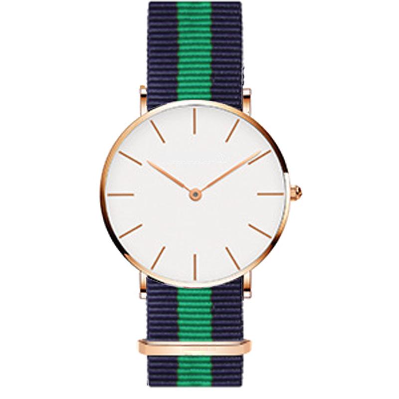 Micro-Business Watch Seamless Printing Label Fashionable Versatile Nylon Woven Belt Casual Two-Pin Couple Watch