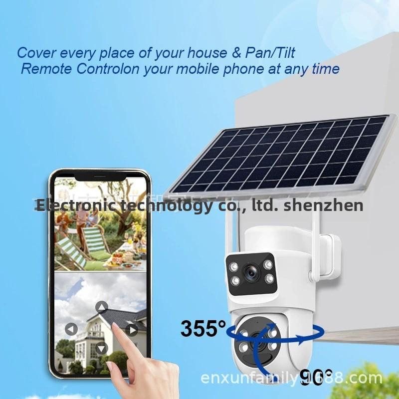 Cámara de seguridad solar para exteriores con doble lente inalámbrica y monitoreo móvil