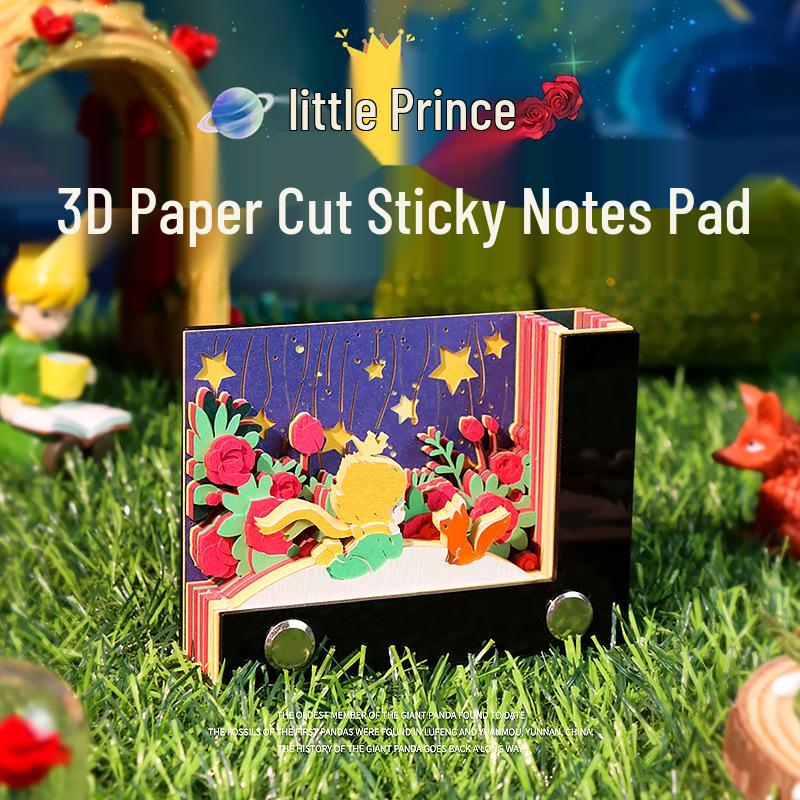 Little Prince 3D Paper Carving Sticky Notes: Creative Desktop Decoration and Tear-off Reminder Pad The Little Prince 2D Sticky Note