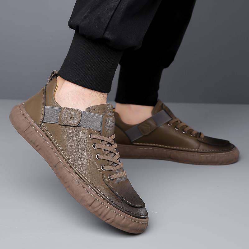 FashionMen Leather Fashion Casual Walking Shoes Male Comfortable Skate Shoe Luxury Brand All-match Mens Sneakers Lace-Up Outdoor Shoes