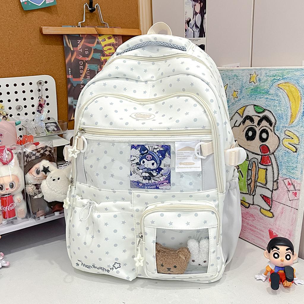 Schoolbag Korean Version Ins Polka Dot Backpack Bag Cute Star Versatile Junior High School Student Schoolbag Large Capacity Casual Backpack