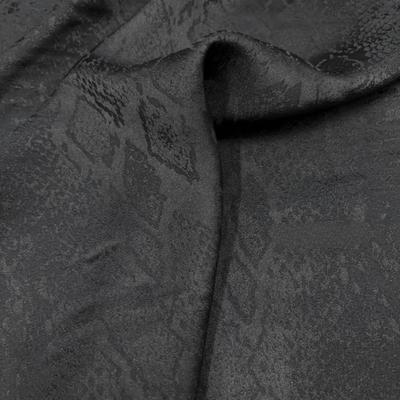 100x145cm Jacquard Drape Anti-wrinkle Fabric Pure Black Python Pattern Faux Silk Satin Fabric DIY Cheongsam Halter Dress