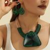 1set Crystal Necklace Earrings Set For Women Vintage Style Colorful Rhinestone Jewelry Set Inlaid Pendant With Lantern Chain