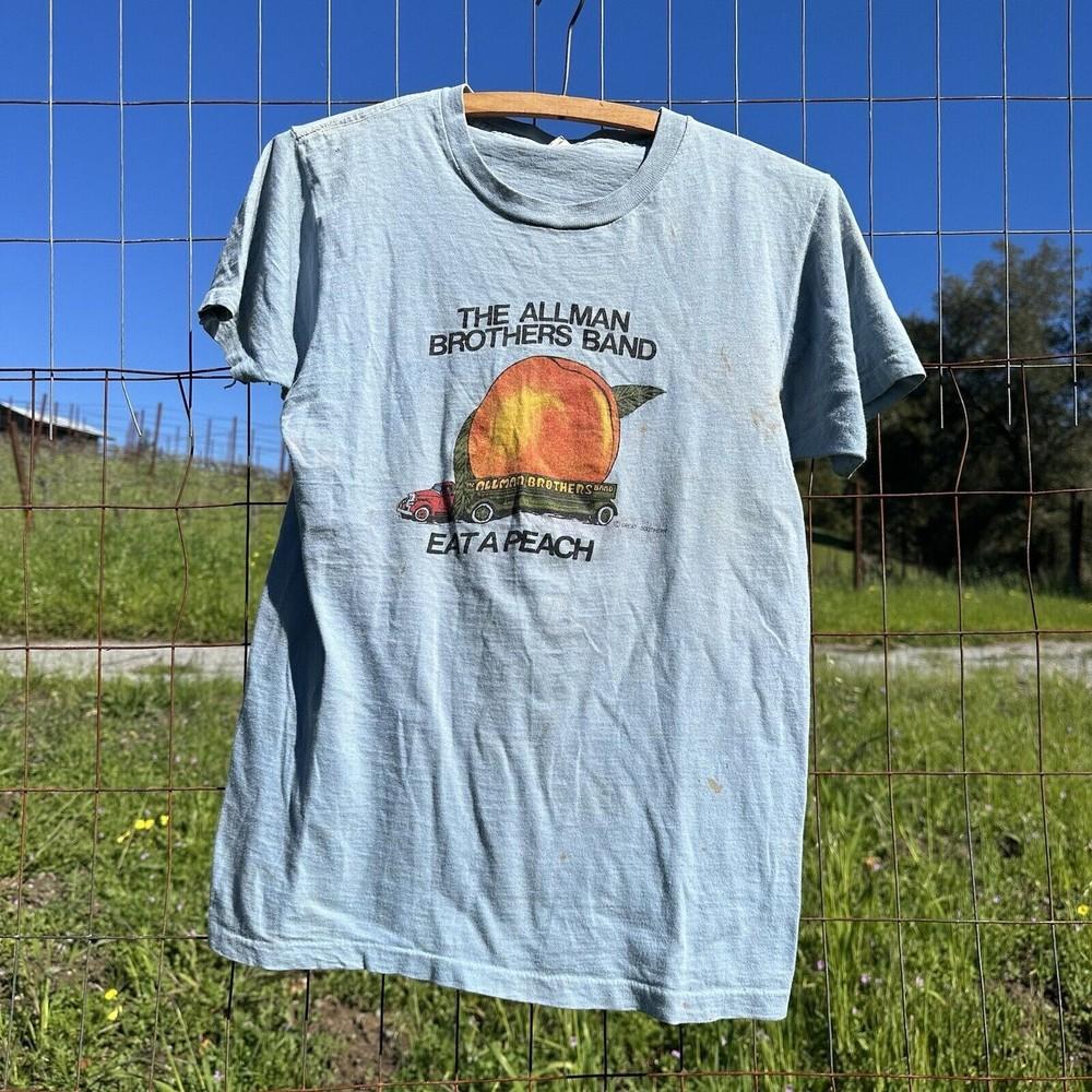 Rare 1970s 70s The Allman Brothers Eat A Peach Light Blue T shirt Unisex T-Shirt XXL